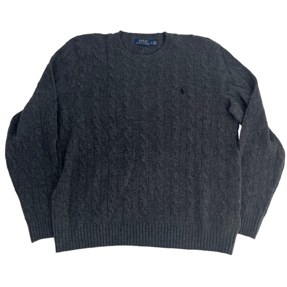 Polo Ralph Lauren Other - Polo By Ralph Lauren Sweater Mens XL Grey Cable Knit Crewneck Preppy Casual Wool